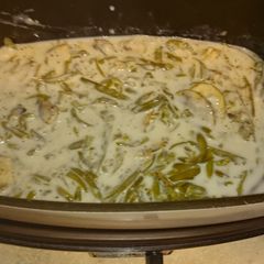 A picture of green bean casserole.
