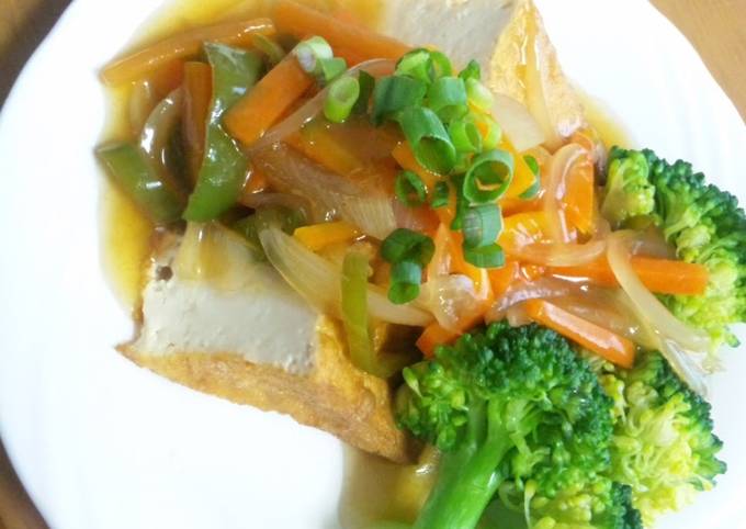 Atsuage with Sweet and Sour Vegetable Sauce