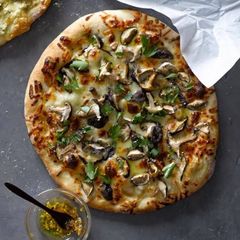 A picture of Wild mushroom pizza.