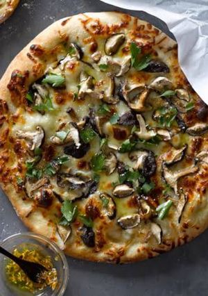 A picture of Wild mushroom pizza.