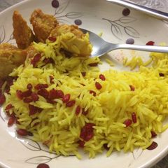 Iranian Rice With Saffron And Dried Pomegranate A picture of Iranian Rice With Saffron And Dried Pomegranate.