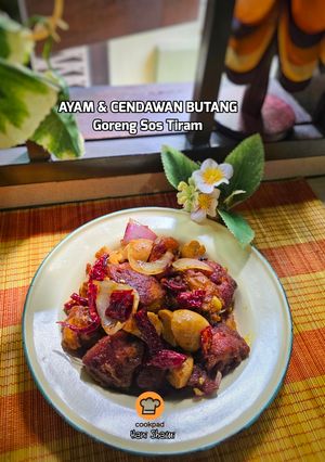 Gambar Ayam & cendawan butang goreng sos tiram
