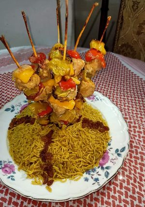 صورة لوصفة ارز بسمتي مع شيش طاووق