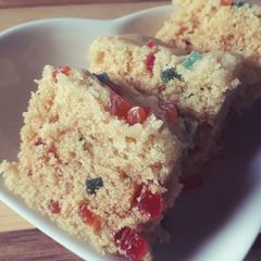A picture of Eggless Tutti Frutti Cake.