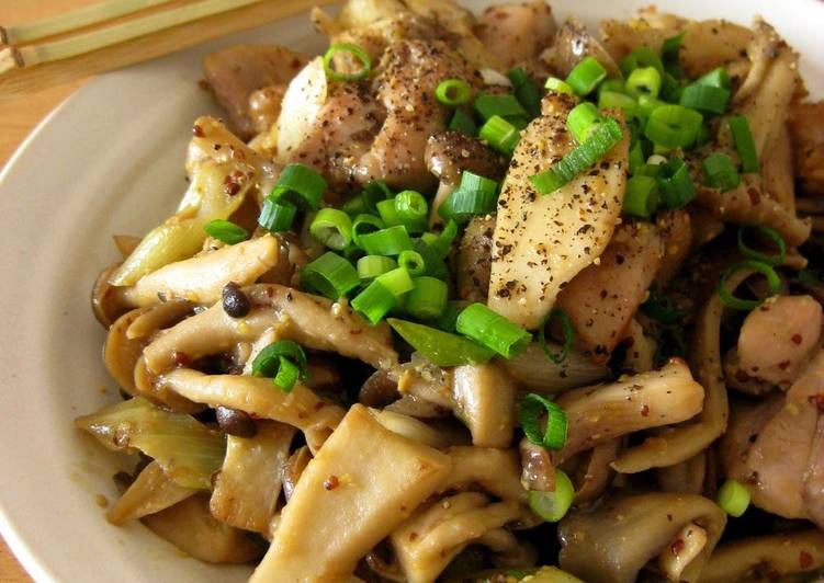 Recipe of Ultimate Mushroom and Chicken Sautéed in Whole Grain Mustard and Miso
