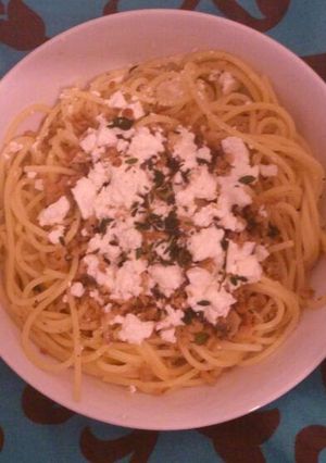 A picture of Spaghetti, Soya Mince & Mushroom.