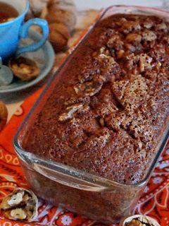 Una foto de Bizcocho de plátano y nueces o pan de banana