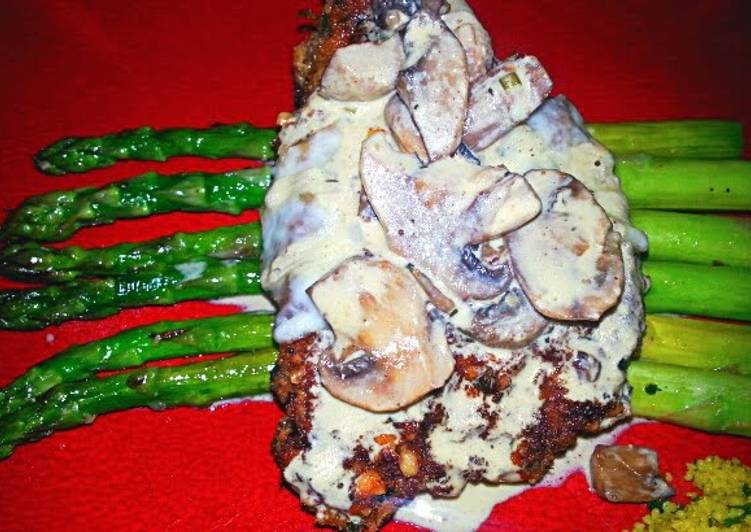 How to Prepare Award-winning Walnut Crusted Chicken with Mustard Mushroom Creme Sauce