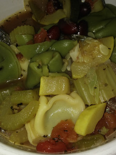 A picture of Veggie & tortellini soup.