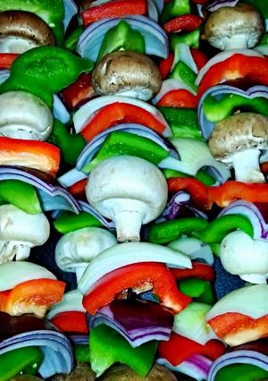 A picture of Mike's Classic Grilled Vegetable Kebobs.