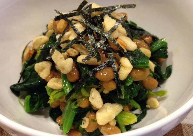 Spinach and Natto with Tempura Crumbs