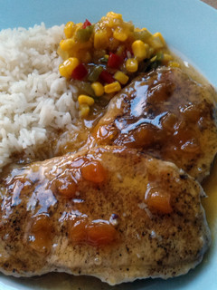 A picture of Vickys 5 Spice Pork w Sweet & Sour Apricot Sauce, GF DF EF SF NF.