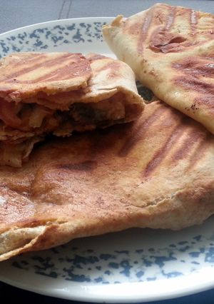 A picture of Pita bread chicken roll.