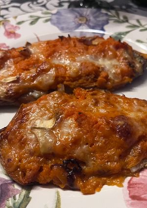 Una foto de Boniatos rellenos de bacon y quesos !!!