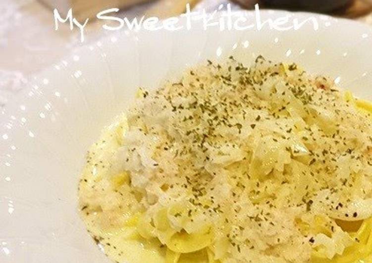 Steps to Prepare Ultimate Restaurant-style Crab Cream Pasta with Canned Crabmeat