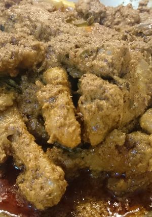 A picture of Spicy asian chicken rendang.