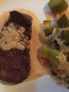 A picture of Steak With Mustard Cream Sauce.