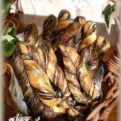 A picture of Twisted Bread Using a Chocolate Fold-in Sheet.