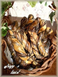 A picture of Twisted Bread Using a Chocolate Fold-in Sheet.