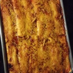 A picture of Chicken enchiladas.