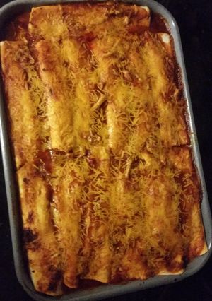 A picture of Chicken enchiladas.