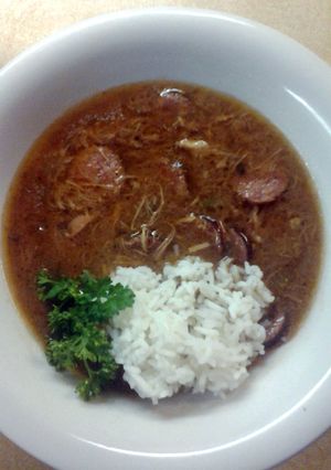 A picture of Louisiana Chicken and Andouille Sausage Gumbo.