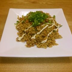 A picture of Sobameshi - Yakisoba Noodles with Rice with Leftover Vegetables.