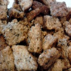 A picture of Buttery Garlic Basil Sprouted Wheat Croutons.