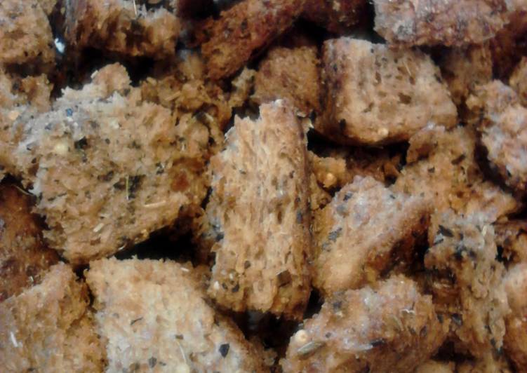 Simple Way to Make Favorite Buttery Garlic Basil Sprouted Wheat Croutons