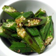 A picture of Okra With Sichuan Peppercorn Salt.