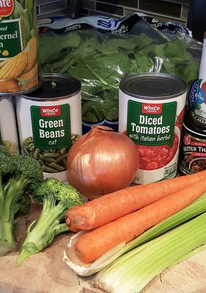 A picture of Vegetable minestrone with turkey.