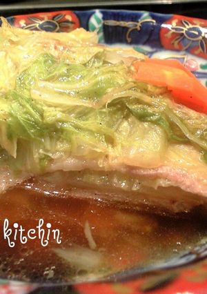 A picture of Steamed Layered Chinese Cabbage and Pork Belly.