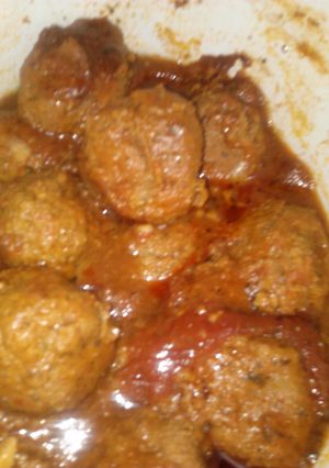 A picture of Vi's crockpot meatballs.