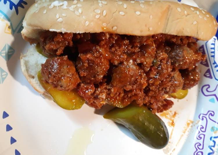 Recipe of Super Quick Homemade Sloppy Joes with Meatballs