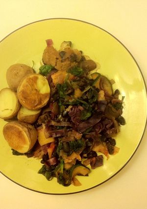 A picture of Easy Black Bean & Left-over Veg Stir-fry.