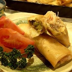 A picture of Authentic Spring Rolls with lots of Veggies.