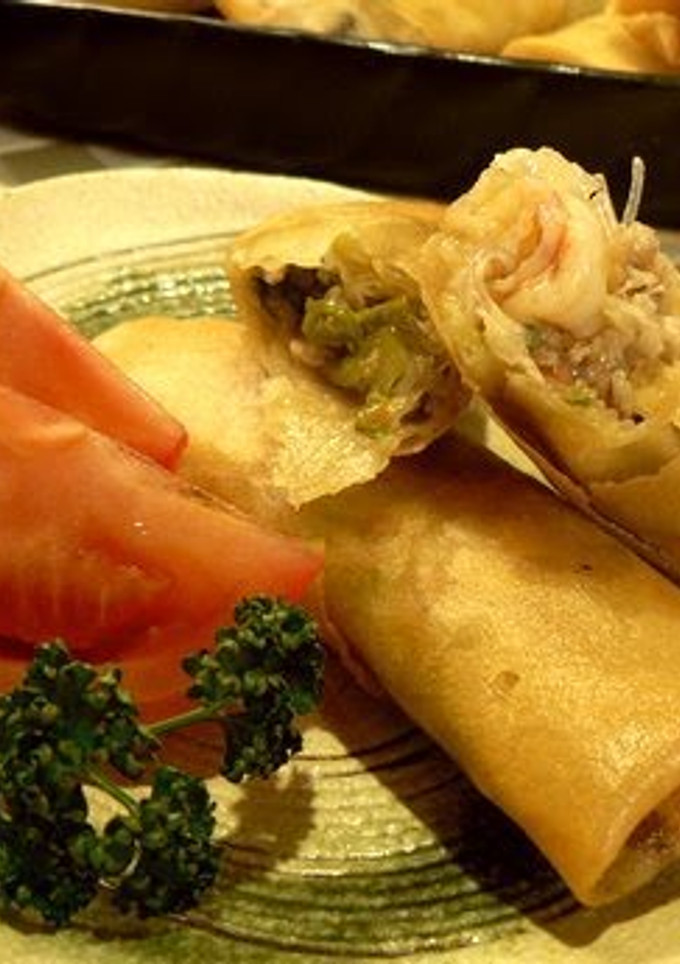 A picture of Authentic Spring Rolls with lots of Veggies.