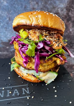 A picture of Thai Inspired Prawn Burgers.