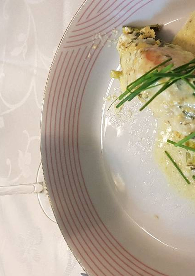 Una foto de Salmón con crema al horno