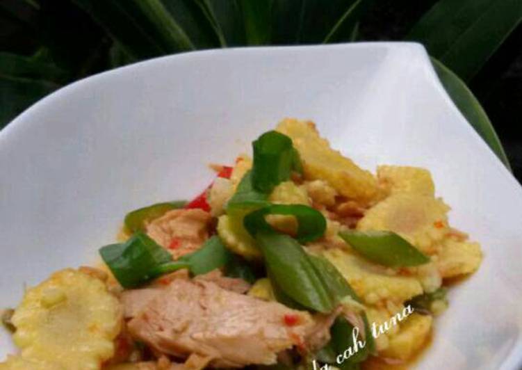 Tumis jagung muda cah tuna