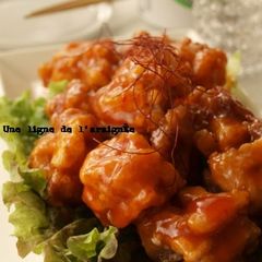 A picture of Light and Crunchy Pork and Lotus Root Fritters with Spicy Sweet-and-Sour Sauce.