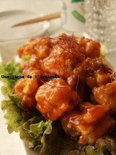 A picture of Light and Crunchy Pork and Lotus Root Fritters with Spicy Sweet-and-Sour Sauce.