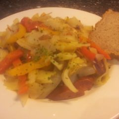 A picture of Easy & Tasty Cabbage, Peppers and Sausages.