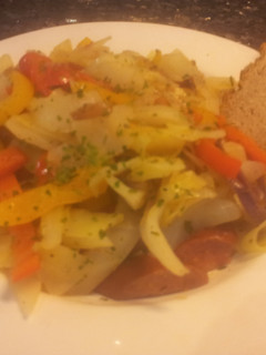 A picture of Easy & Tasty Cabbage, Peppers and Sausages.