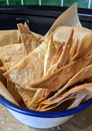 A picture of Homemade crispy tortilla wrap dippers.
