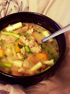 A picture of Fall Asian Pork & Pumpkin Soup.