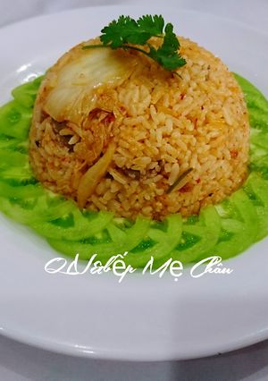 Hình của món Cơm chiên thịt bò kim chi.