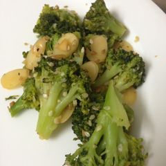 A picture of Warm Broccoli and Almond Salad.
