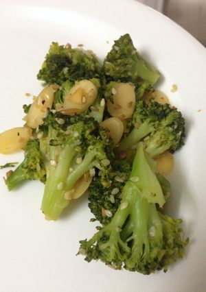 A picture of Warm Broccoli and Almond Salad.