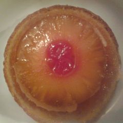 almond,vanilla,pineapple upside-down individual cake A picture of almond,vanilla,pineapple upside-down individual cake.